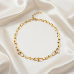 18K vergoldete Gliederkette Damen aus Edelstahl, Statement Halskette auf Satin
