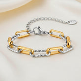Zweifarbiges Edelstahlarmband in Silber und 18K Gold – modernes Gliederarmband von LOÉAR