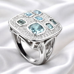 Moderner Damenring aus Sterling Silber mit funkelnden Zirkonia