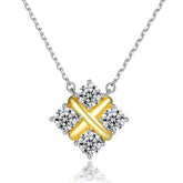925 Silber Halskette mit 18K vergoldetem Zirkonia-Anhänger in Gold und Silber, Damen