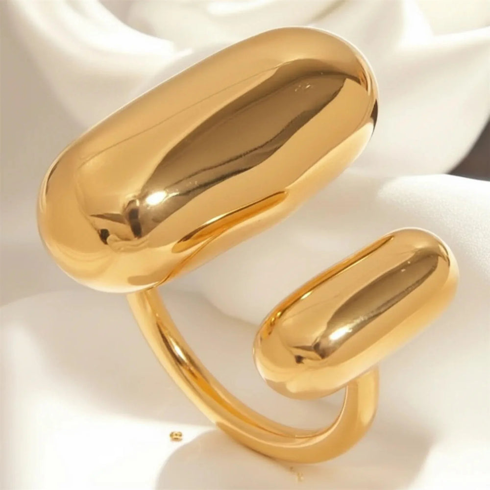 Goldener Statement-Ring für Damen aus 18K vergoldetem Edelstahl, modernes Design