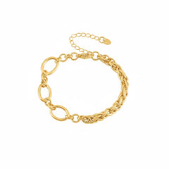 Elegantes Damenarmband aus 18K vergoldetem Silber, Mischung aus großen und feinen Gliedern