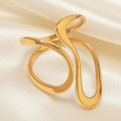 Moderner Statement-Ring für Damen aus 18K vergoldetem Edelstahl, skulpturales Design