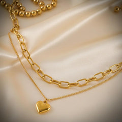 Mehrlagige Herz-Halskette | Trinity-Herz-Halskette | LOÉAR