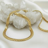 Vergoldete Panzerkette „Élégance“ 5 mm – luxuriöse Damenkette mit 3–4 Mikron Goldbeschichtung, 50 cm Länge von LOÉAR