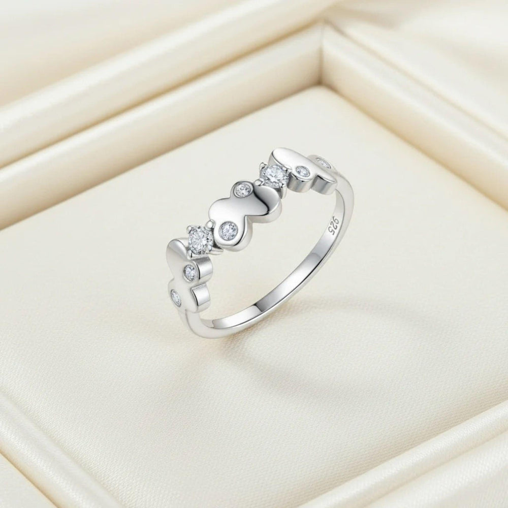 Silberring aus 925 Sterling Silber mit Schmetterlings-Design und Zirkonia