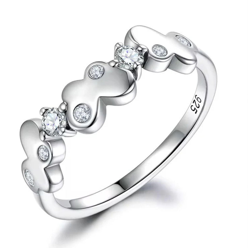 Silberring aus 925 Sterling Silber mit Schmetterlings-Design und Zirkonia