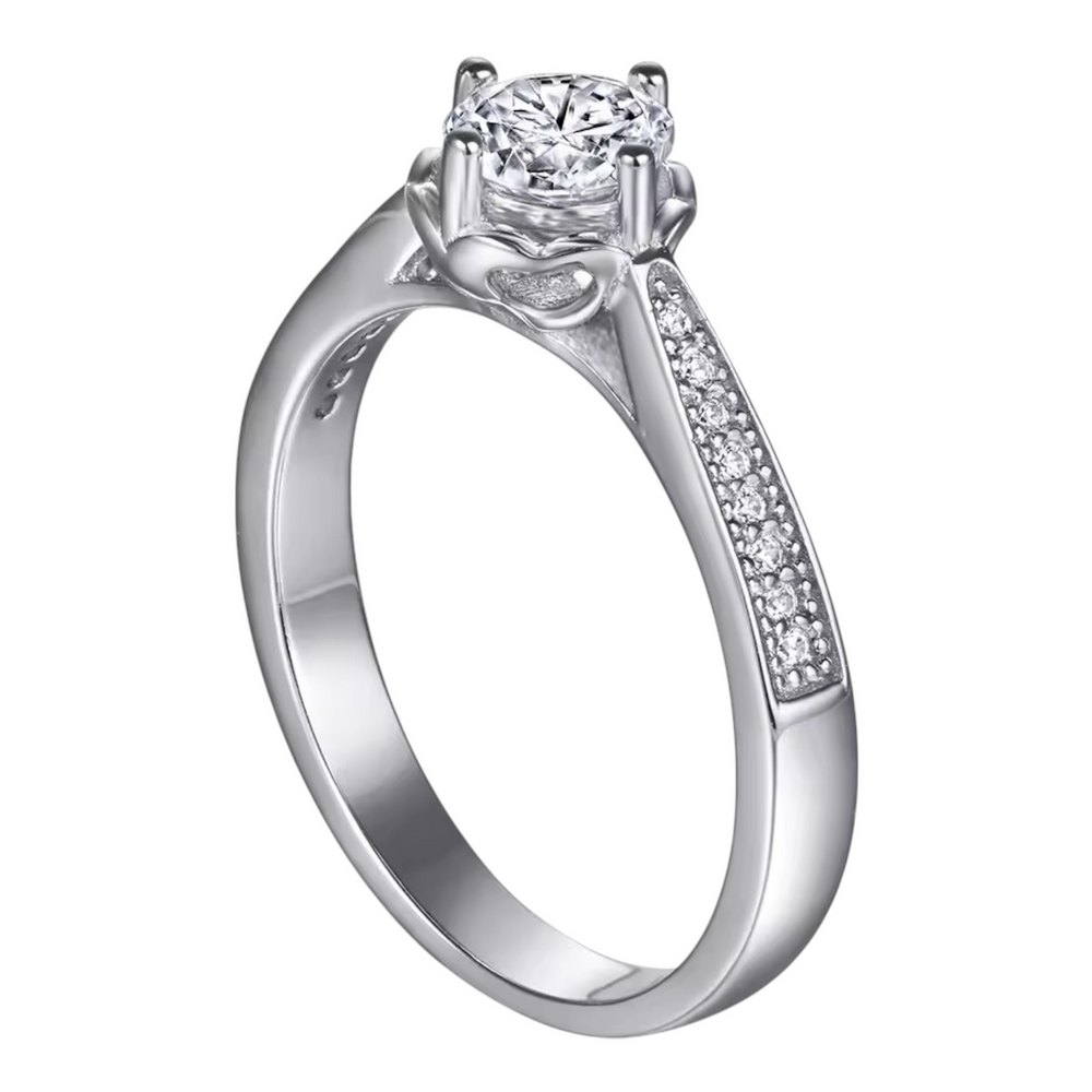 Silberner Solitär Ring mit Zirkonia elegant