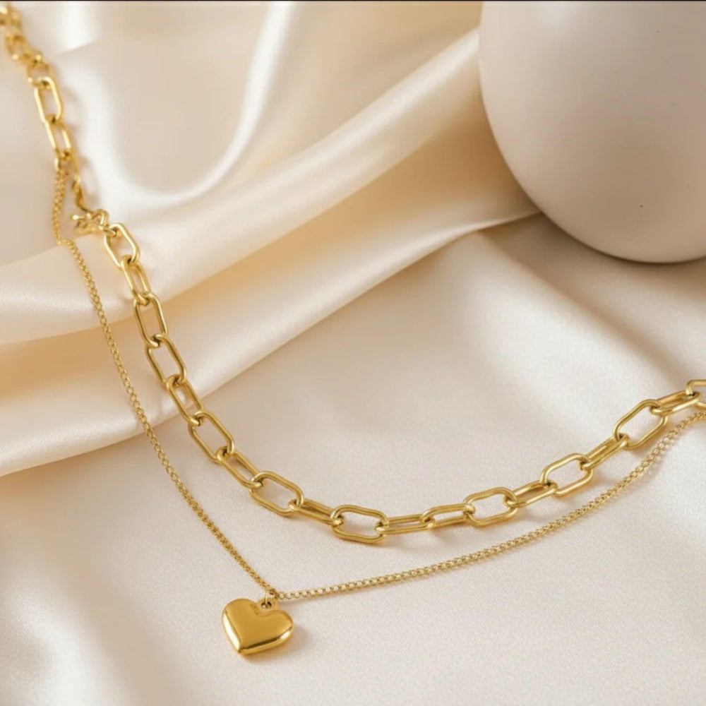 Mehrlagige Herz-Halskette | Trinity-Herz-Halskette | LOÉAR