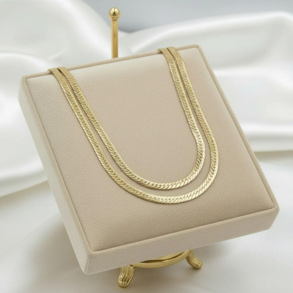 Vergoldete Panzerkette „Élégance“ 5 mm – luxuriöse Damenkette mit 3–4 Mikron Goldbeschichtung, 50 cm Länge von LOÉAR