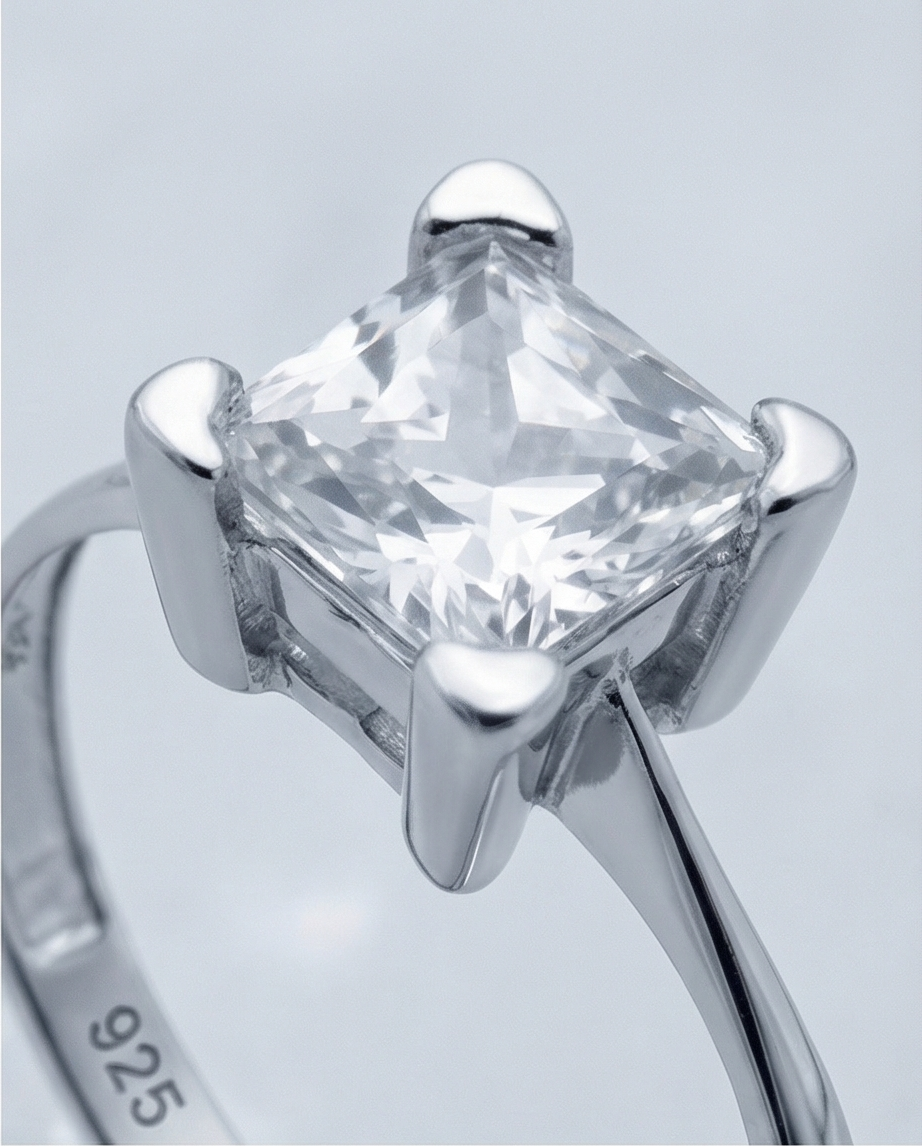 hochwertiger minimalistischer Schmuck Ring Silber Seitenansicht