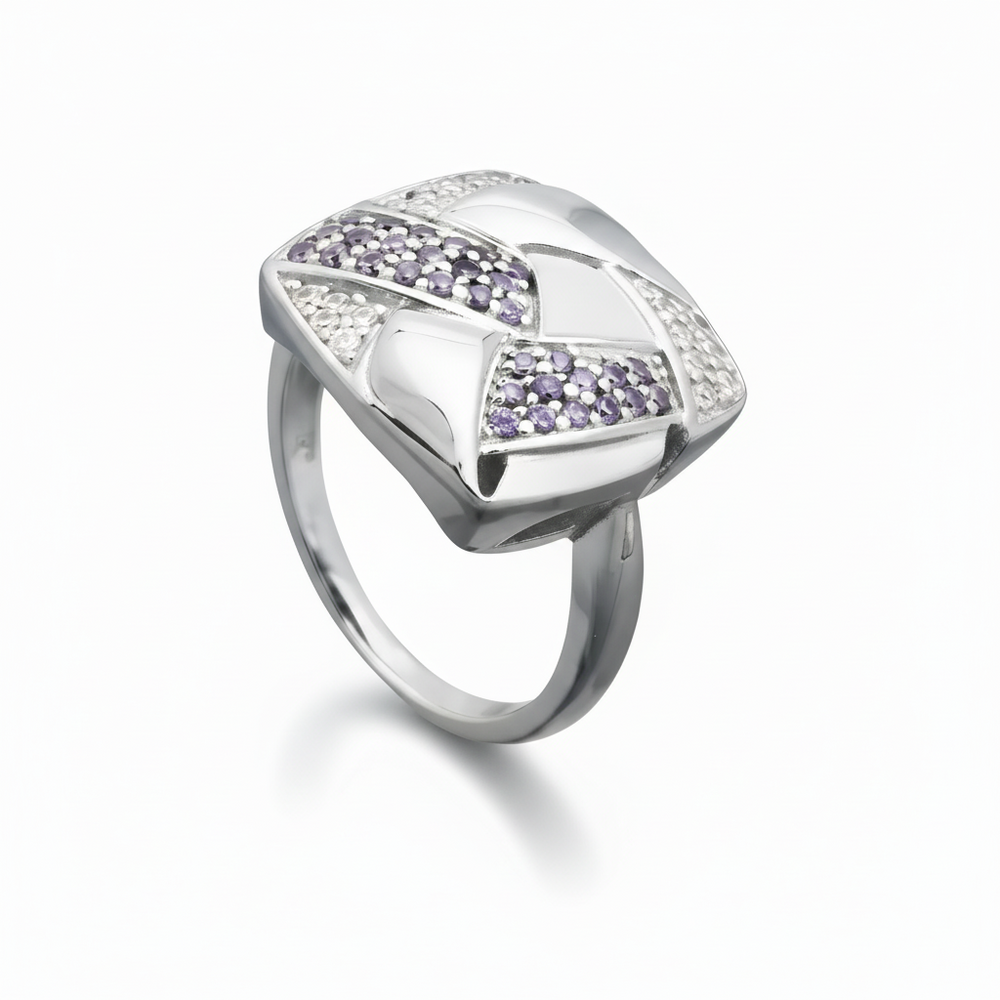 Silberring 925 mit Amethyst Zirkonia – eleganter Damenring von LOÉAR Jewelry
